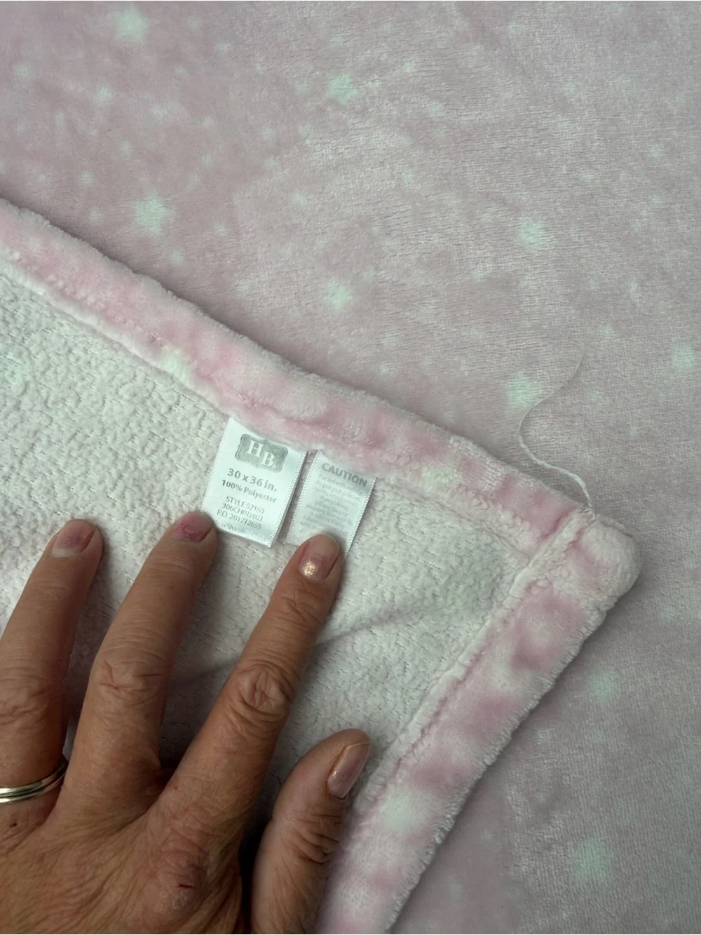 HB Hudson Baby White Stars Pink Baby Blanket